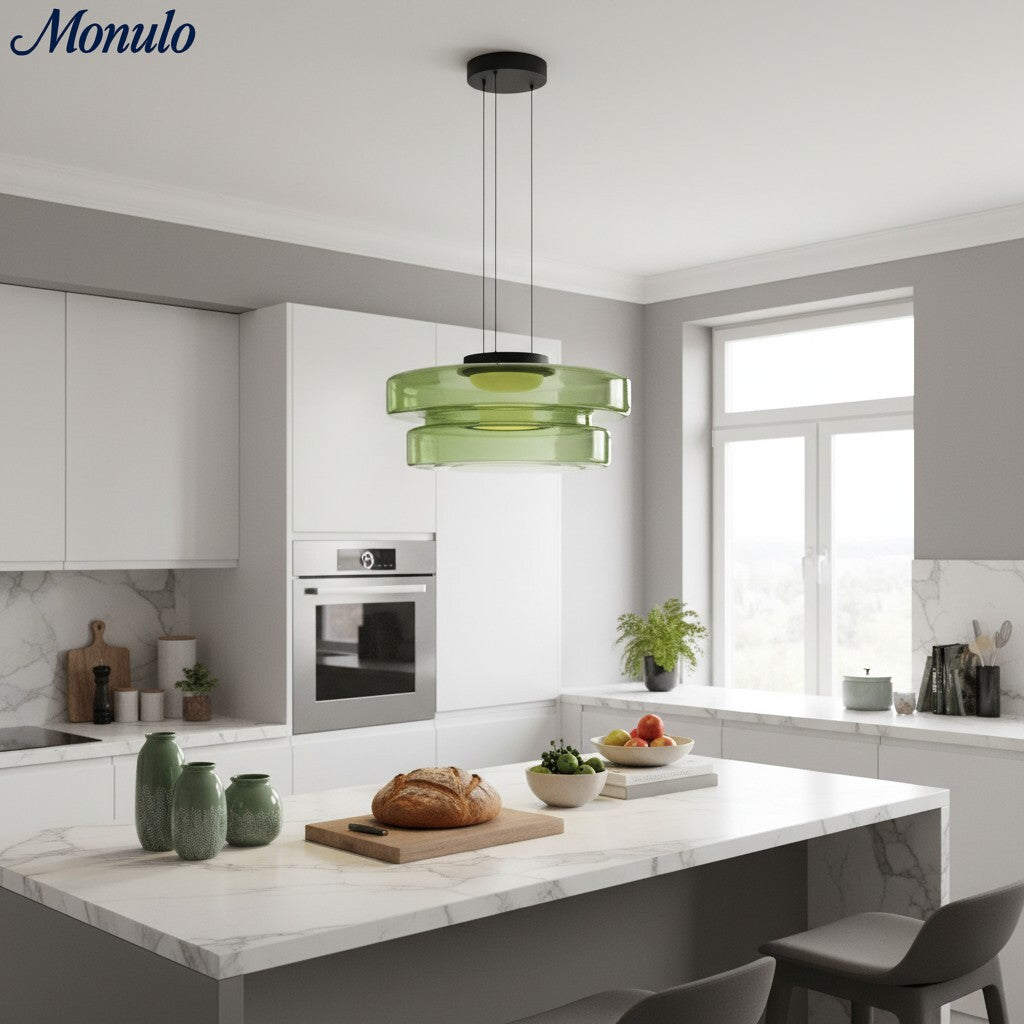Verdoma Stacked Disc Form Glass Pendant Light Contemporary Nordic Lighting for Kitchens | Esilora