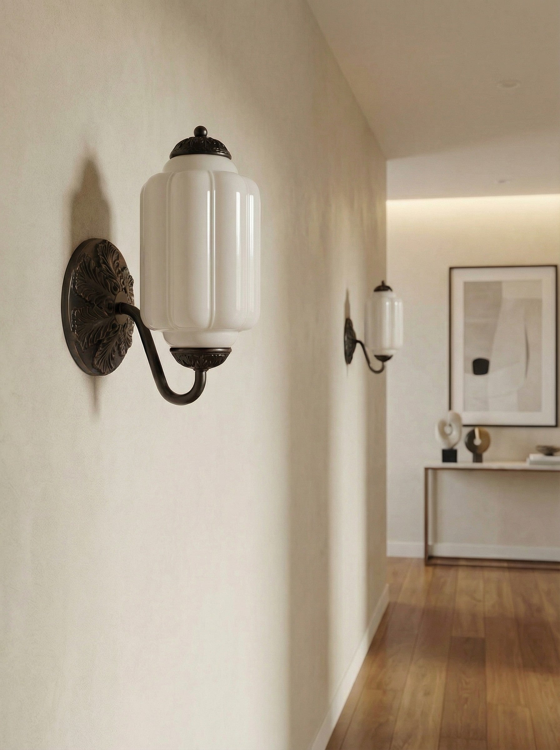 Vintage Milk Glass Sconce Bedside Hallway Eloise Wall Sconce | Esilora