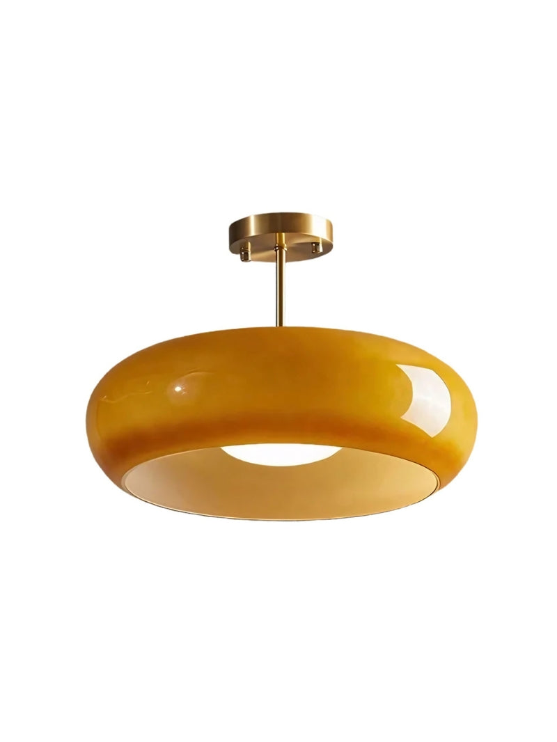 Retro Brass Bauhaus Glass Disc Ceiling Lamp | Esilora