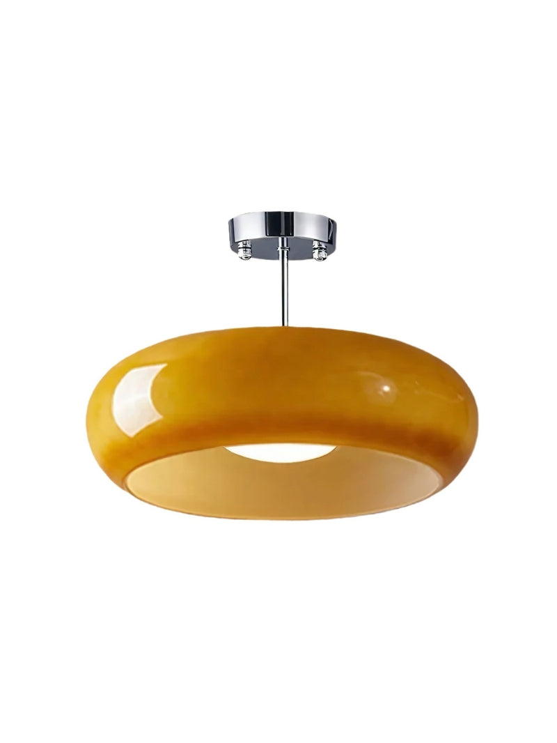 Retro Brass Bauhaus Glass Disc Ceiling Lamp | Esilora