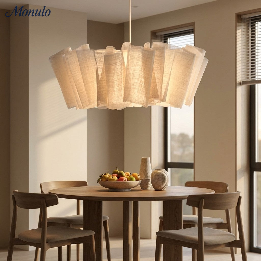 Oslan Pleated Fabric Pendant – Nordic Minimal Style Lighting for Dining Room | Esilora