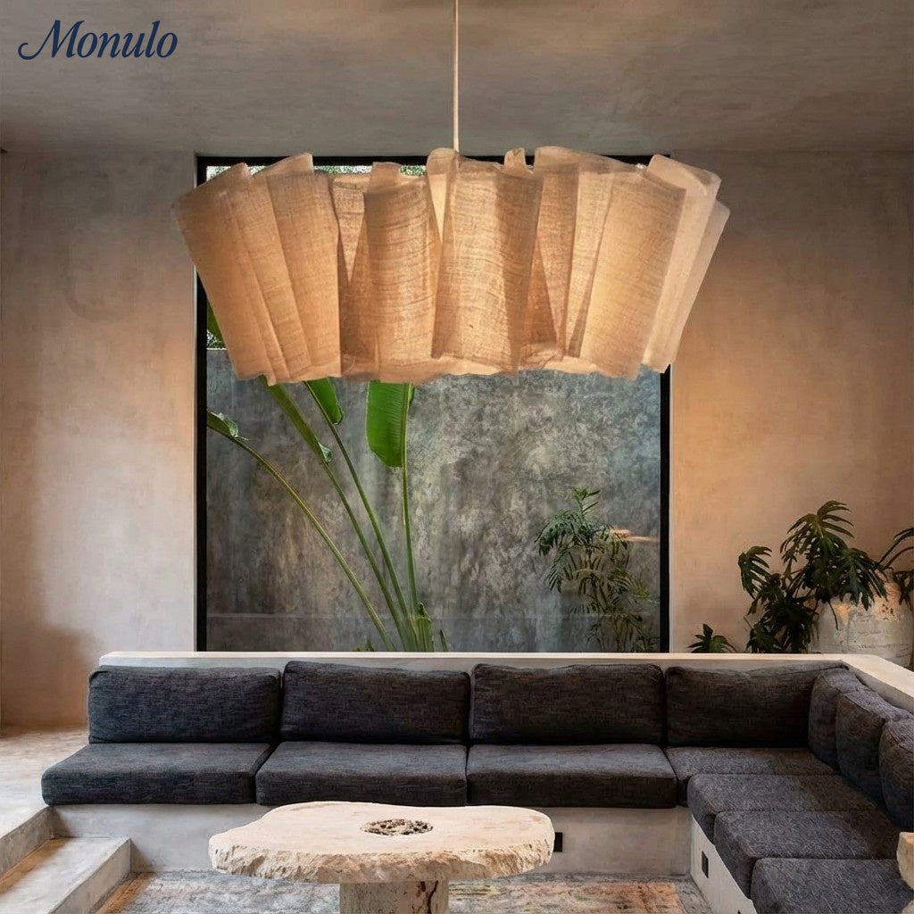 Oslan Pleated Fabric Pendant – Nordic Minimal Style Lighting for Dining Room | Esilora