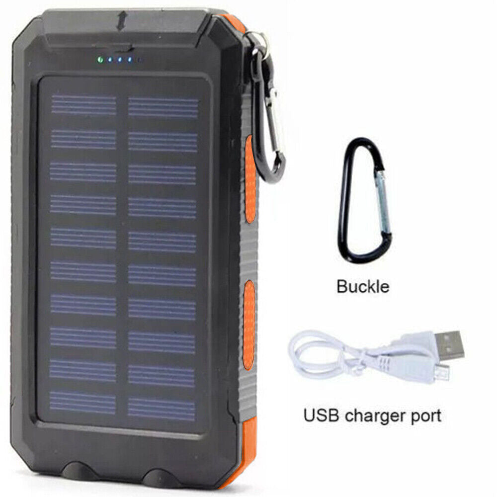 Solar Charger 10,000mAh with Dual USB Ports and LED Light - Esilora