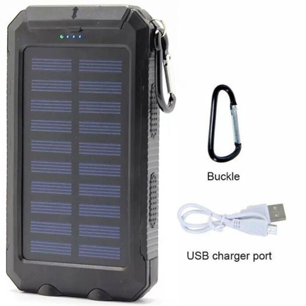 Solar Charger 10,000mAh with Dual USB Ports and LED Light - Esilora