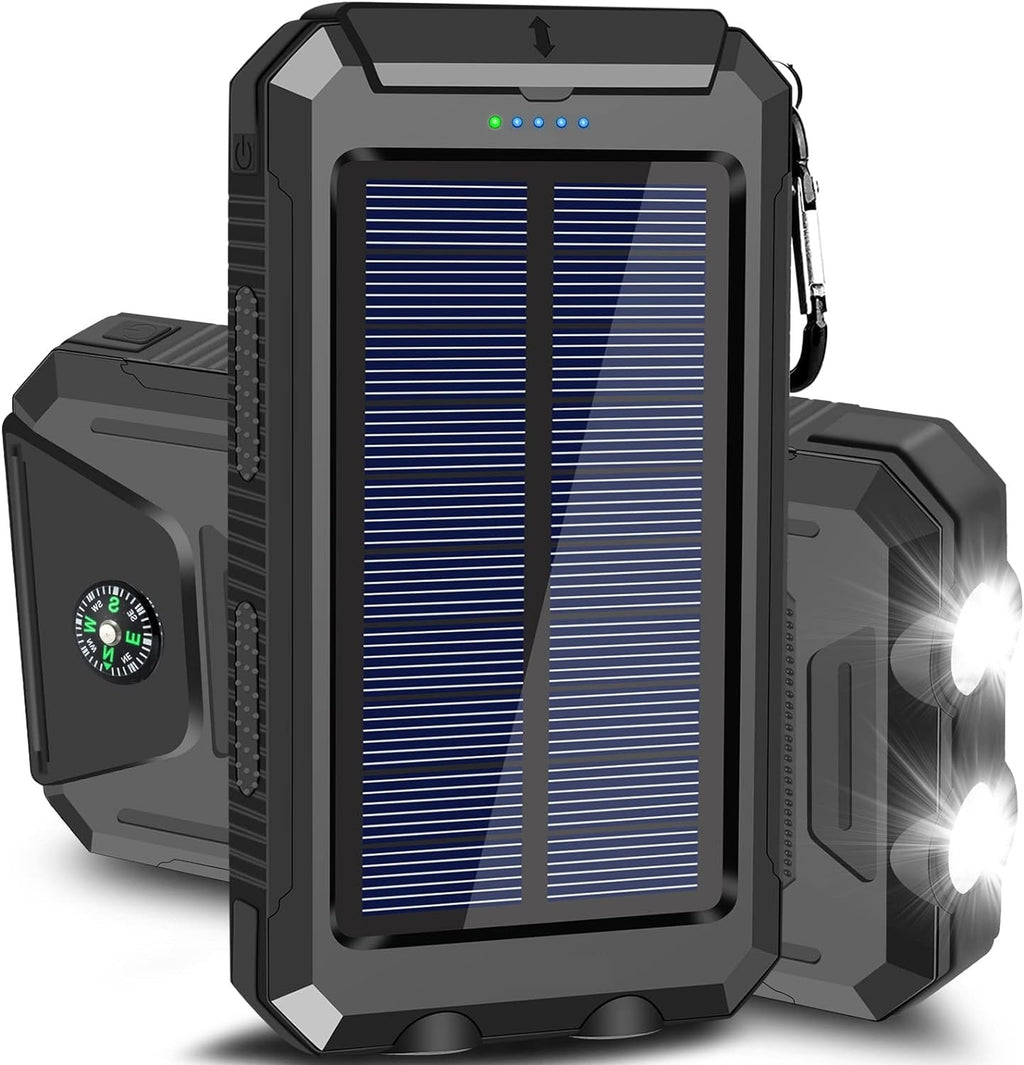 Solar Charger 10,000mAh with Dual USB Ports and LED Light - Esilora