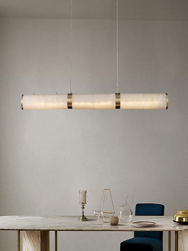 Postmodern Light Luxury Long Strip Pollit Alabaster Chandelier | Esilora