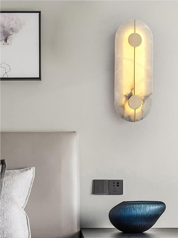 Postmodern Classical Oblong Shape Alabaster Wall Sconce | Esilora