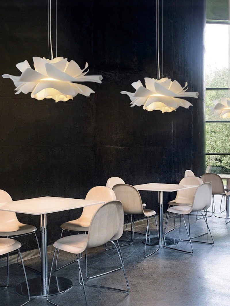Handcrafted White Lotus Flower Pendant Light - Vintage Nordic Acrylic Design | Esilora