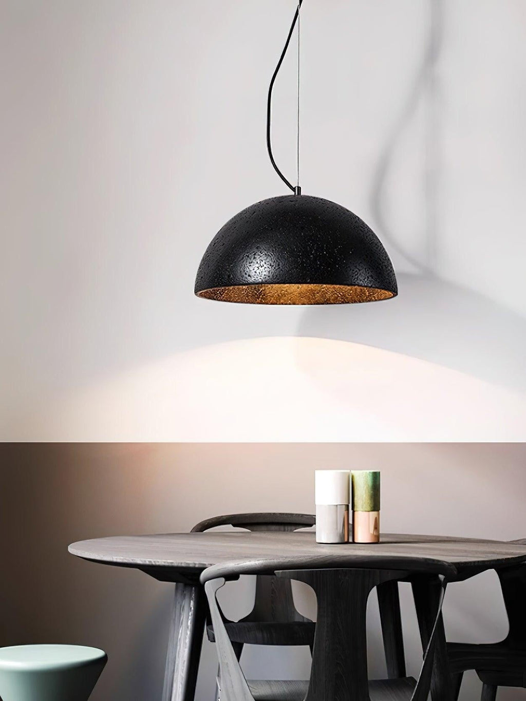 Modern Minimalist Travertine Hemisphere Pendant Lamp | Esilora
