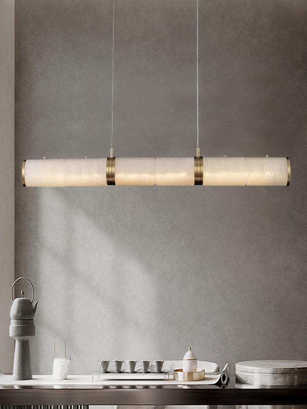 Postmodern Light Luxury Long Strip Pollit Alabaster Chandelier | Esilora