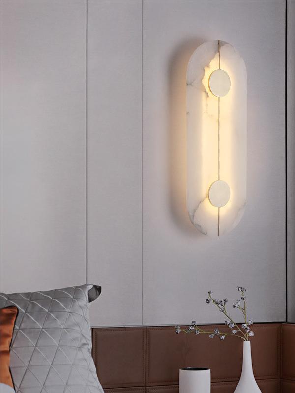 Postmodern Classical Oblong Shape Alabaster Wall Sconce | Esilora