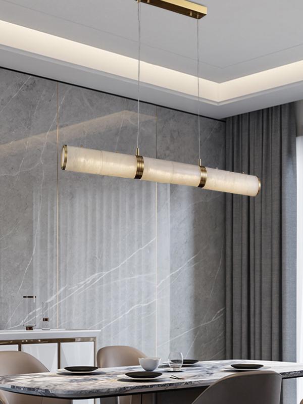 Postmodern Light Luxury Long Strip Pollit Alabaster Chandelier | Esilora