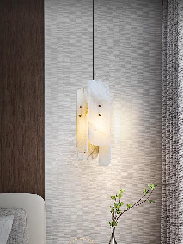 Nordischer moderner langer Streifen Murra Alabaster Pendelleuchte | Esilora