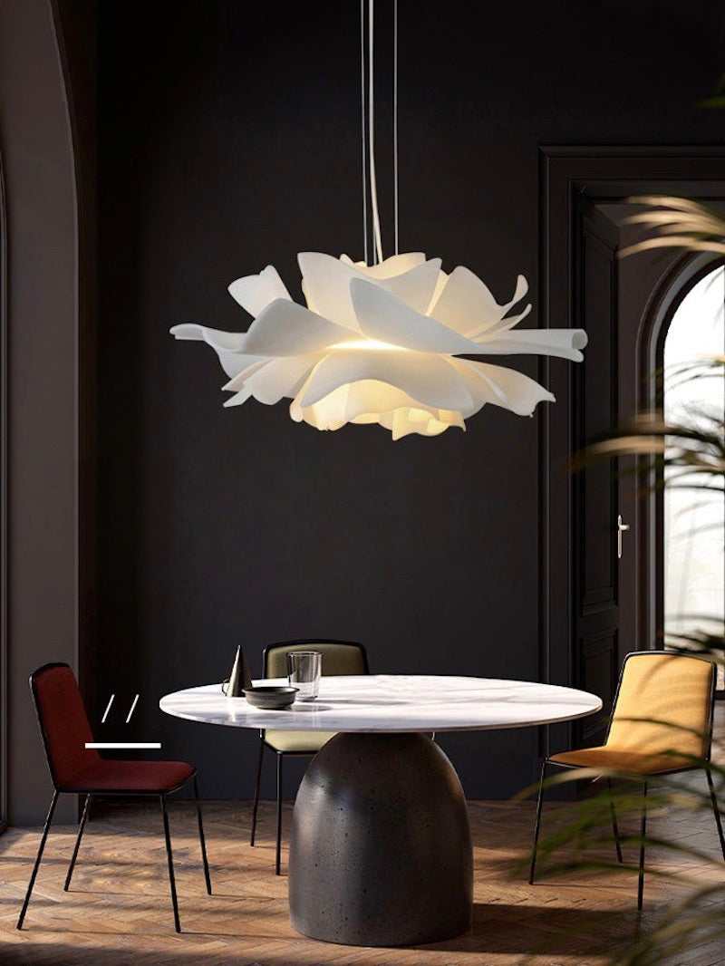 Handcrafted White Lotus Flower Pendant Light - Vintage Nordic Acrylic Design | Esilora