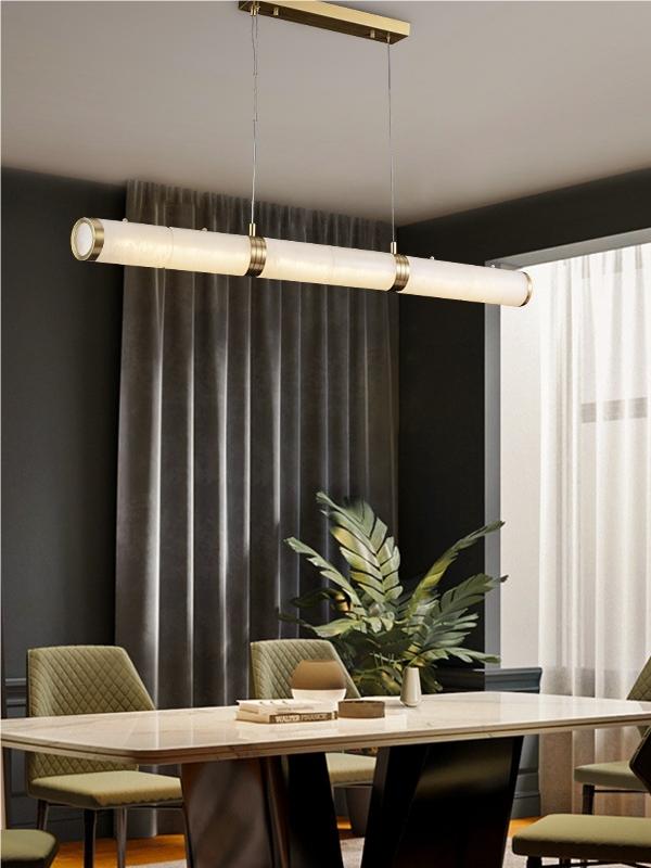 Postmodern Light Luxury Long Strip Pollit Alabaster Chandelier | Esilora