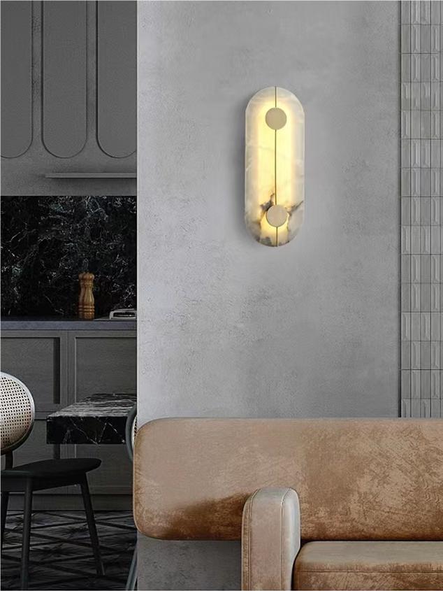 Postmodern Classical Oblong Shape Alabaster Wall Sconce | Esilora