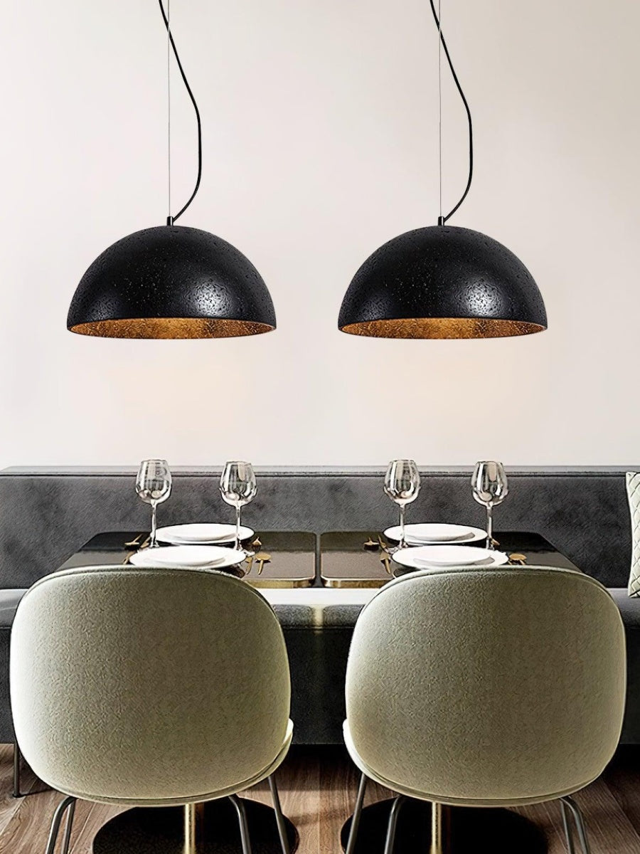 Modern Minimalist Travertine Hemisphere Pendant Lamp | Esilora