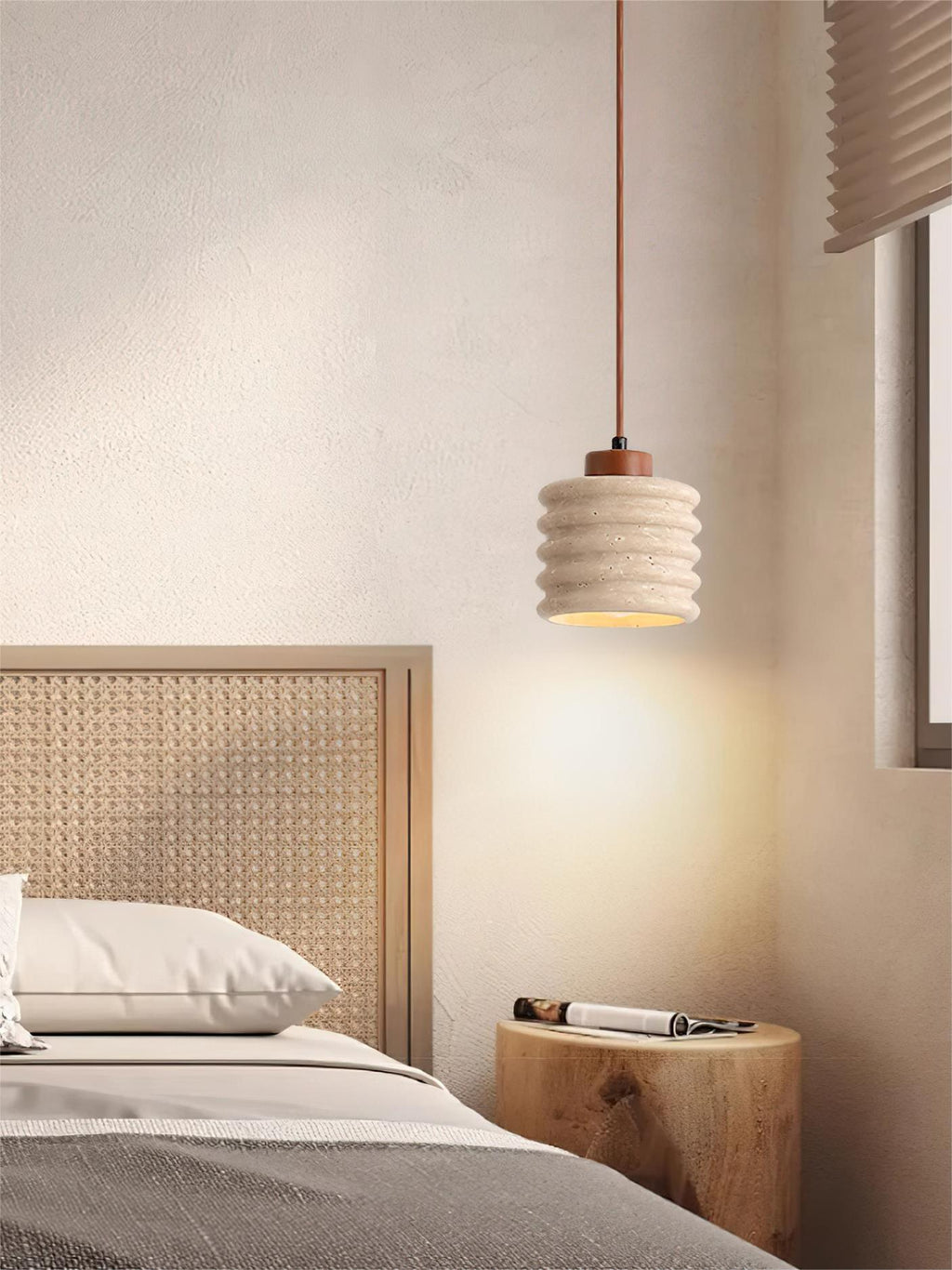 Wabi-Sabi Ripple Travertin-Pendelleuchte für Schlafzimmer und Cafeteria | Esilora