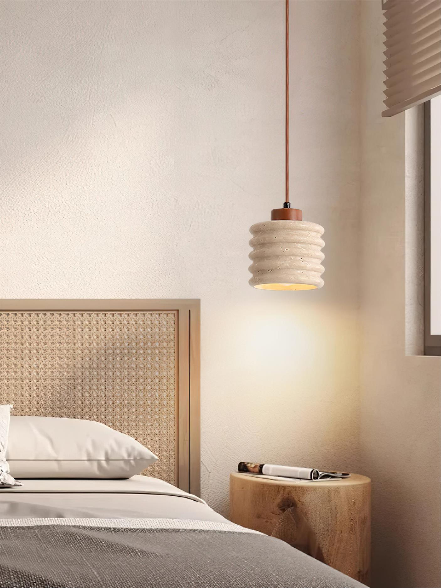 Wabi-Sabi Ripple Travertin-Pendelleuchte für Schlafzimmer und Cafeteria | Esilora