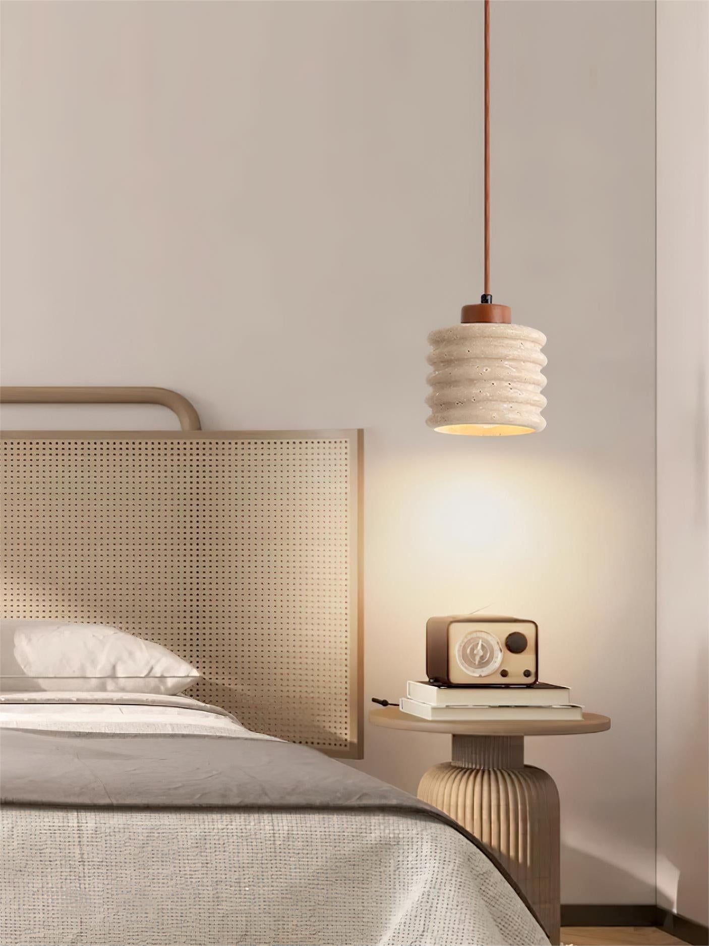 Wabi-Sabi Ripple Travertin-Pendelleuchte für Schlafzimmer und Cafeteria | Esilora