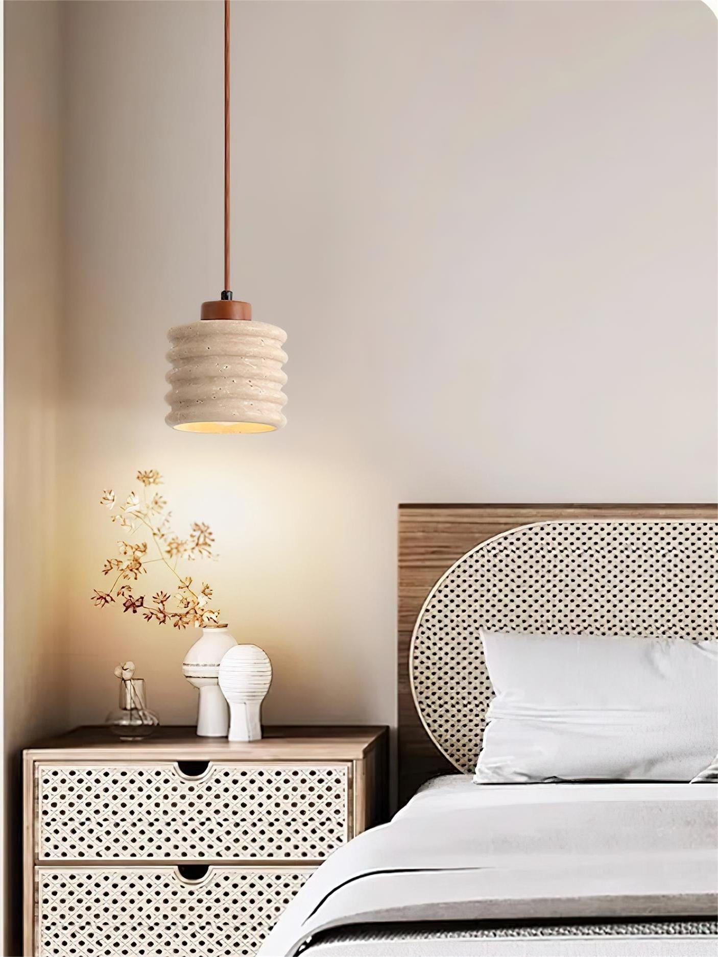 Wabi-Sabi Ripple Travertin-Pendelleuchte für Schlafzimmer und Cafeteria | Esilora