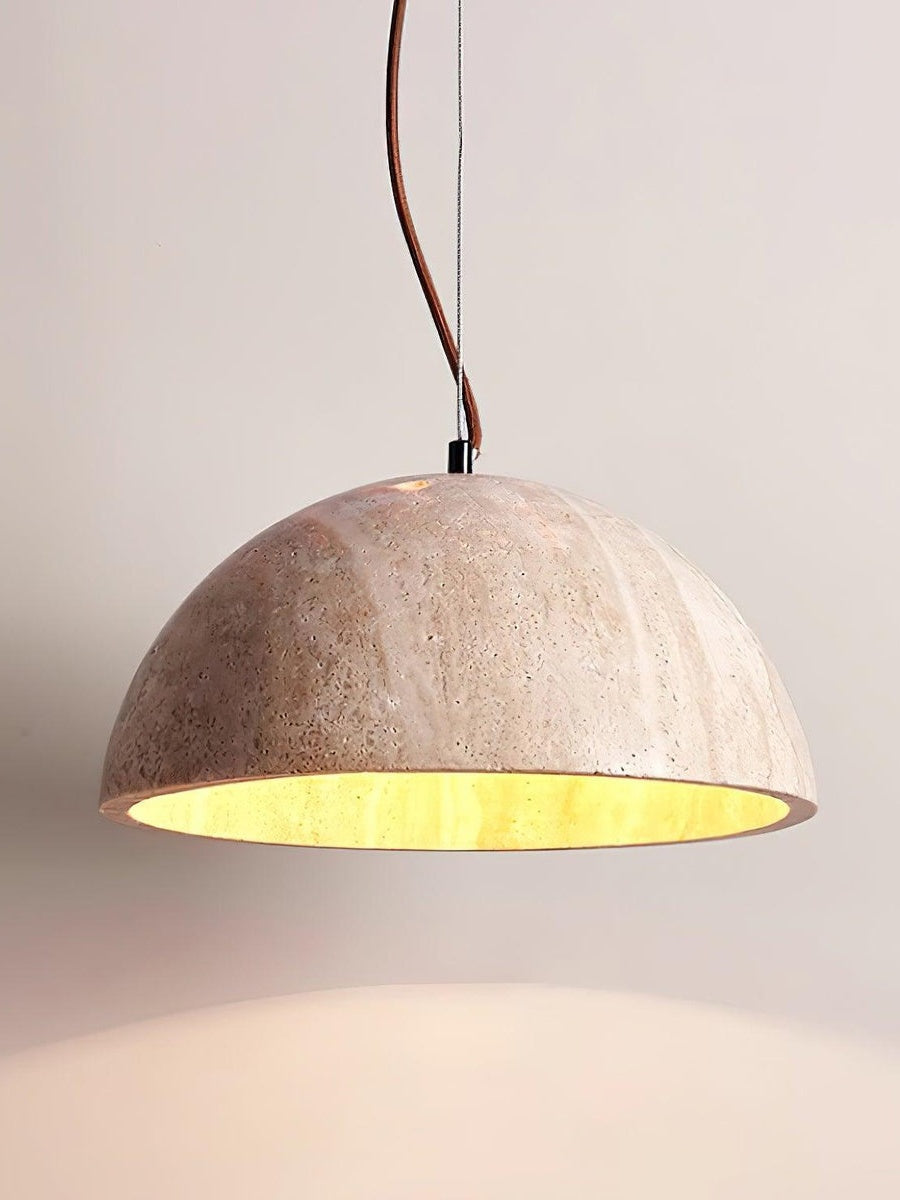 Modern Minimalist Travertine Hemisphere Pendant Lamp | Esilora