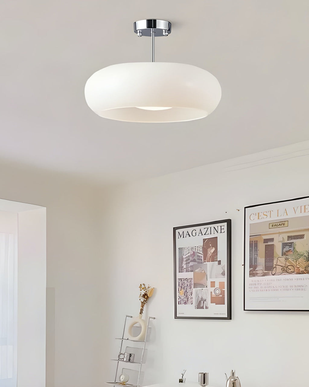 Retro Brass Bauhaus Glass Disc Ceiling Lamp | Esilora