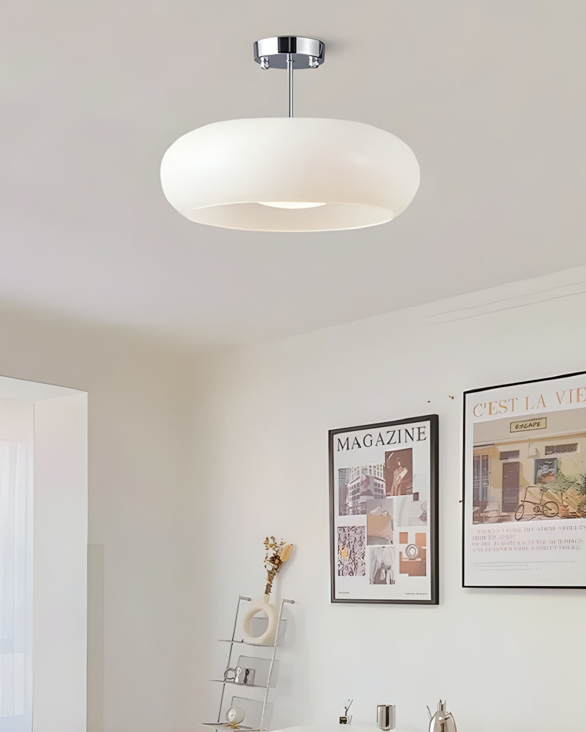 Retro Brass Bauhaus Glass Disc Ceiling Lamp | Esilora