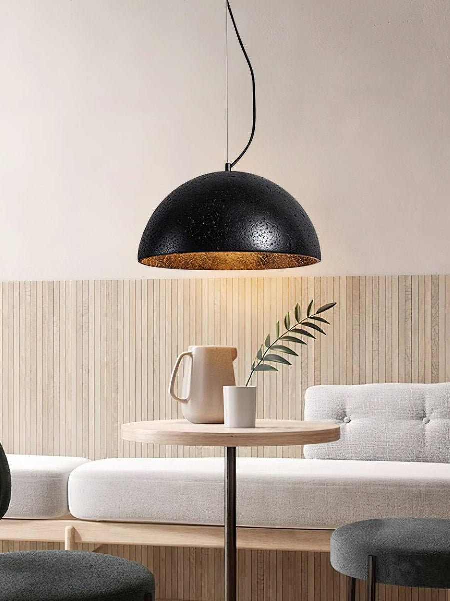 Modern Minimalist Travertine Hemisphere Pendant Lamp | Esilora