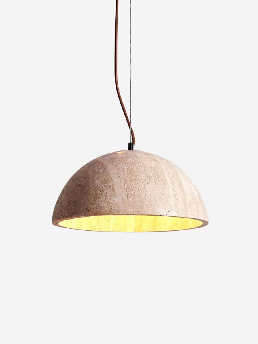 Modern Minimalist Travertine Hemisphere Pendant Lamp | Esilora