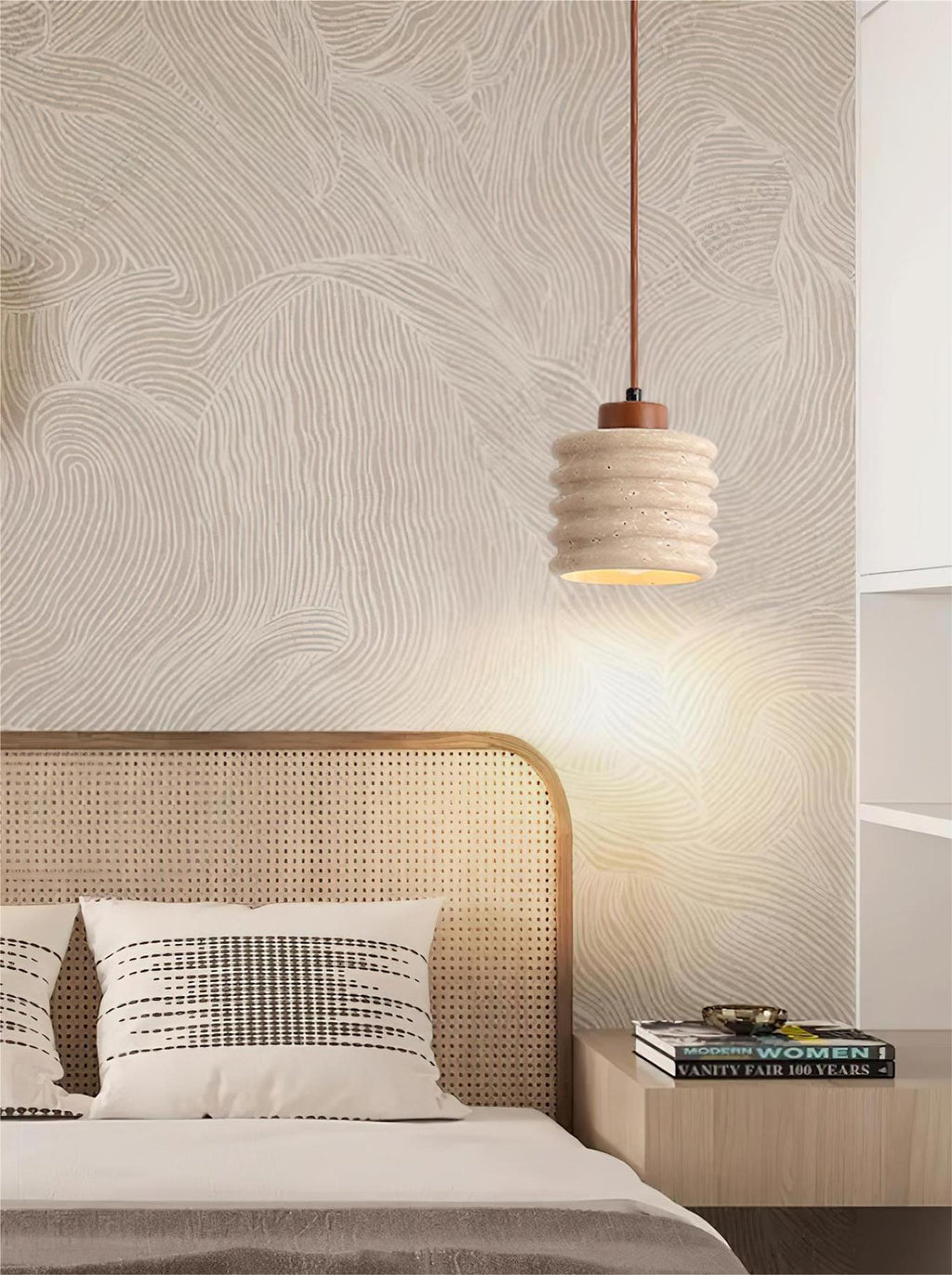 Wabi-Sabi Ripple Travertin-Pendelleuchte für Schlafzimmer und Cafeteria | Esilora