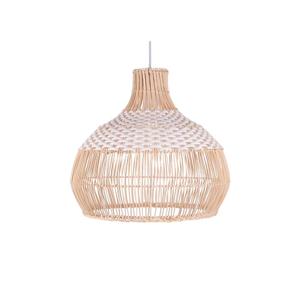 Breezy White Elegance Natural Rattan Pendant Light | Esilora