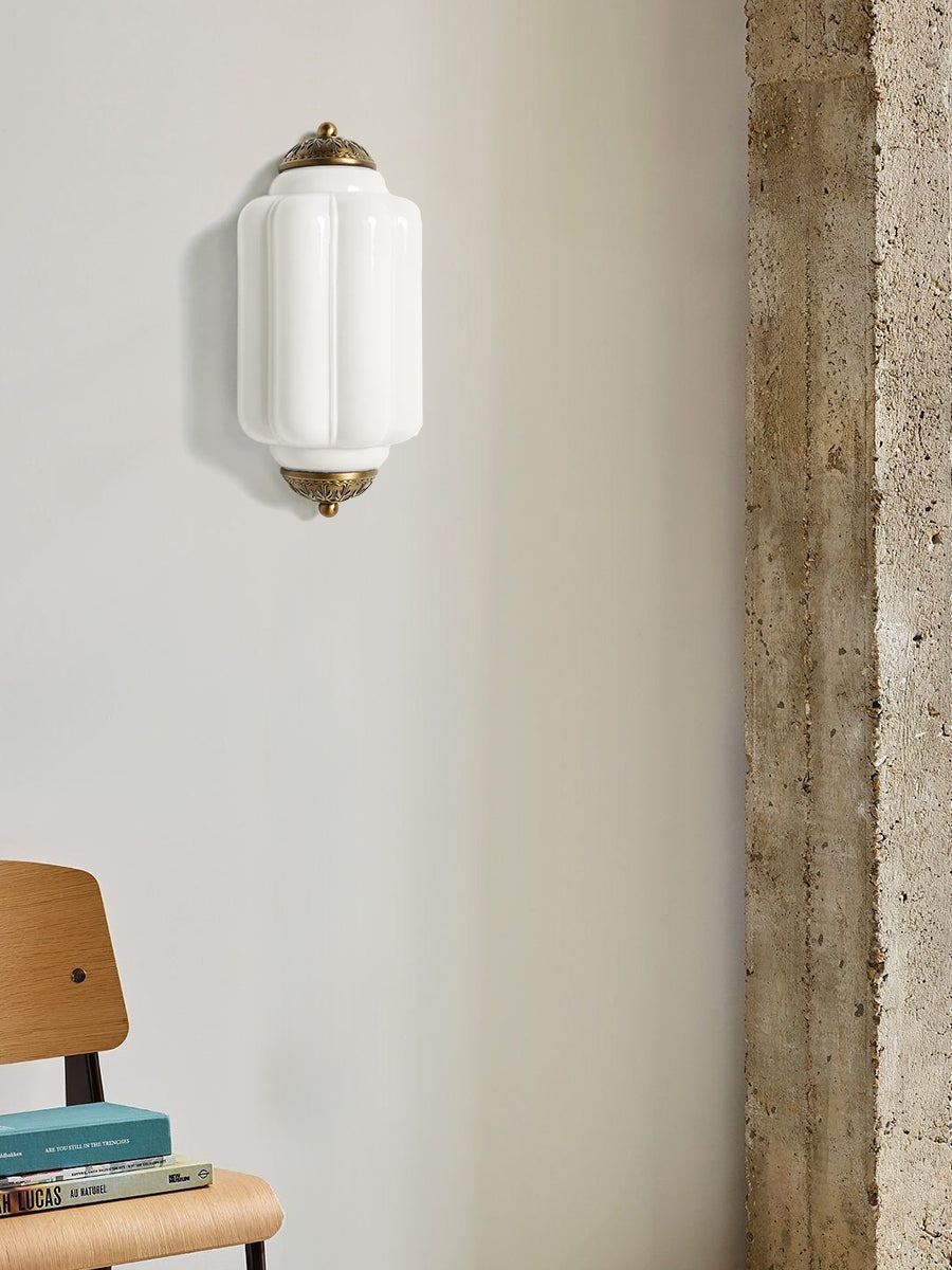 Vintage Milk Glass Flush Eloise Wall Sconce for Bedside Hallway | Esilora