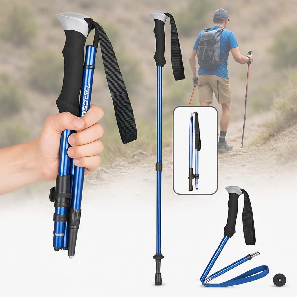 Aluminum Folding Hiking Poles – Adjustable Height, Lightweight