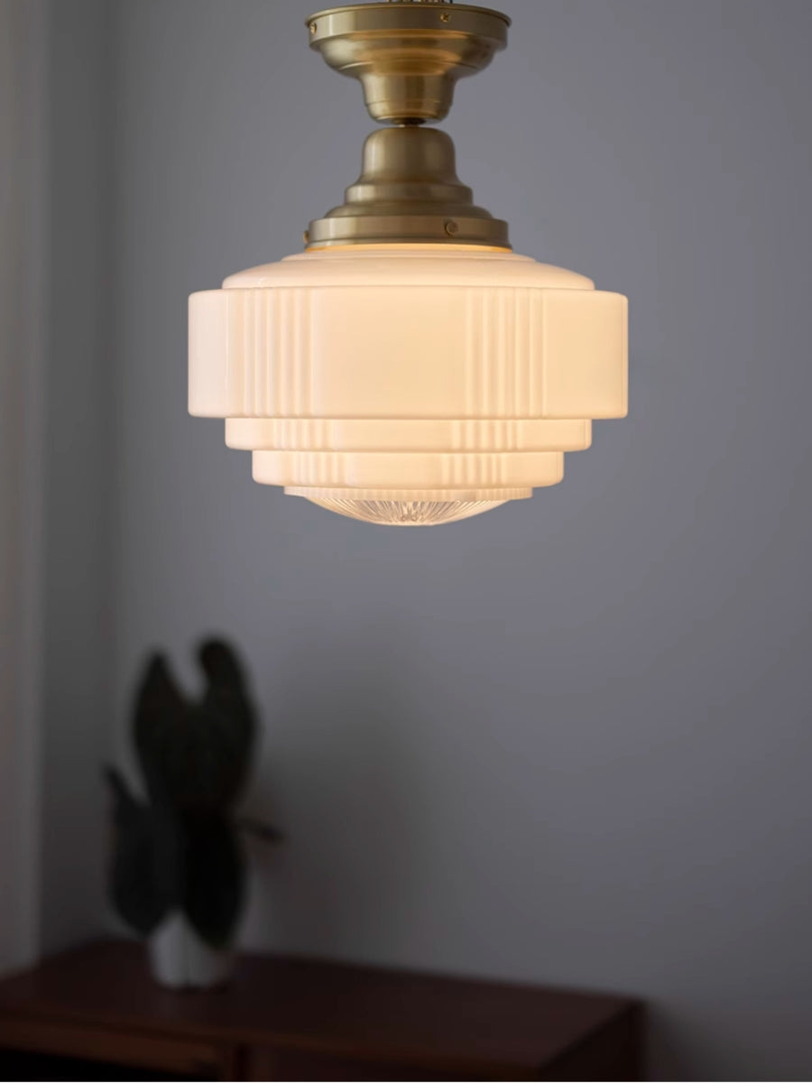Opalume Glas-Pendelleuchte – Vintage Milchglas-Pendelleuchte im Art-Deco-Stil | Esilora