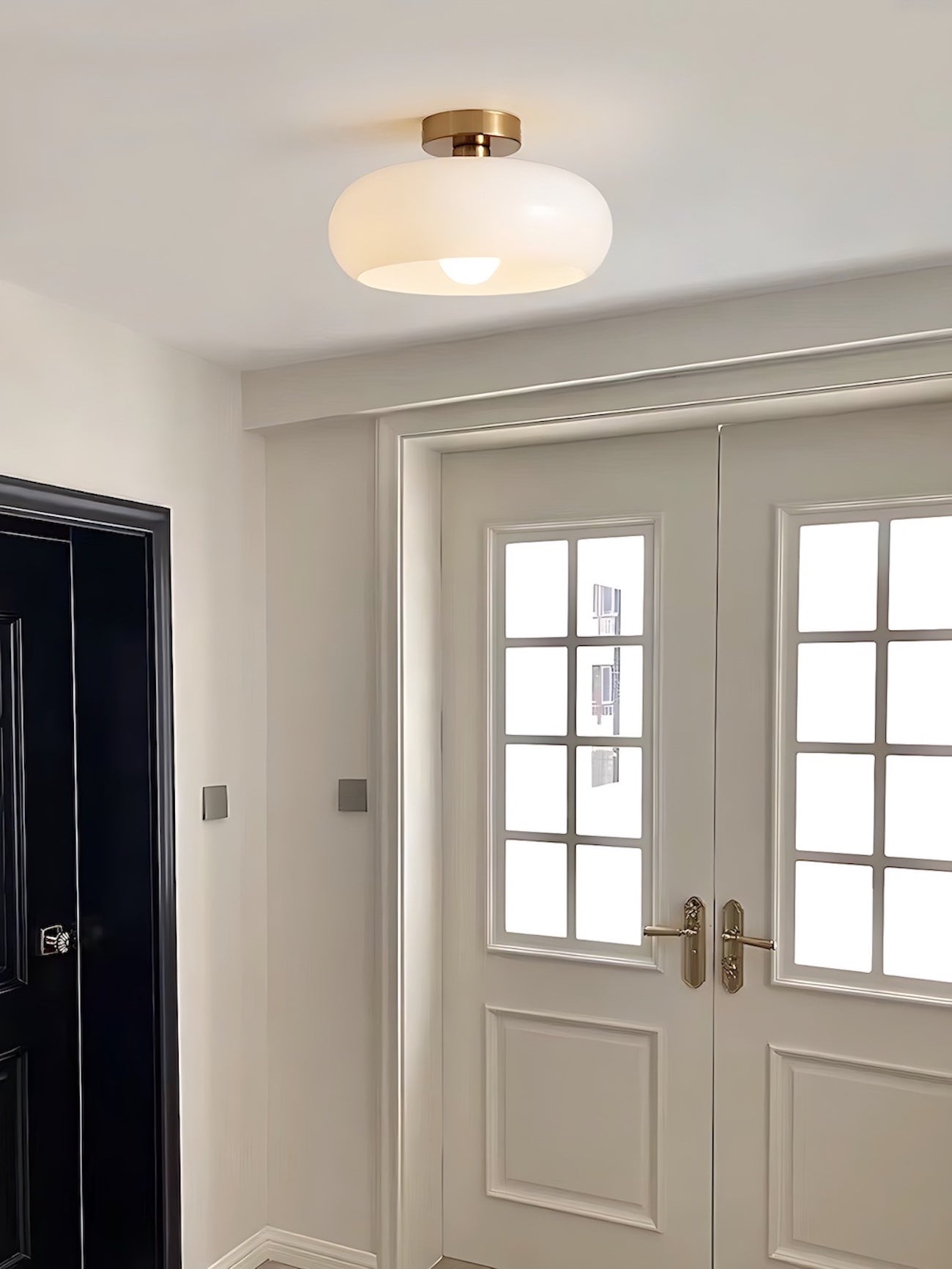 Retro Brass Bauhaus Glass Disc Ceiling Lamp | Esilora