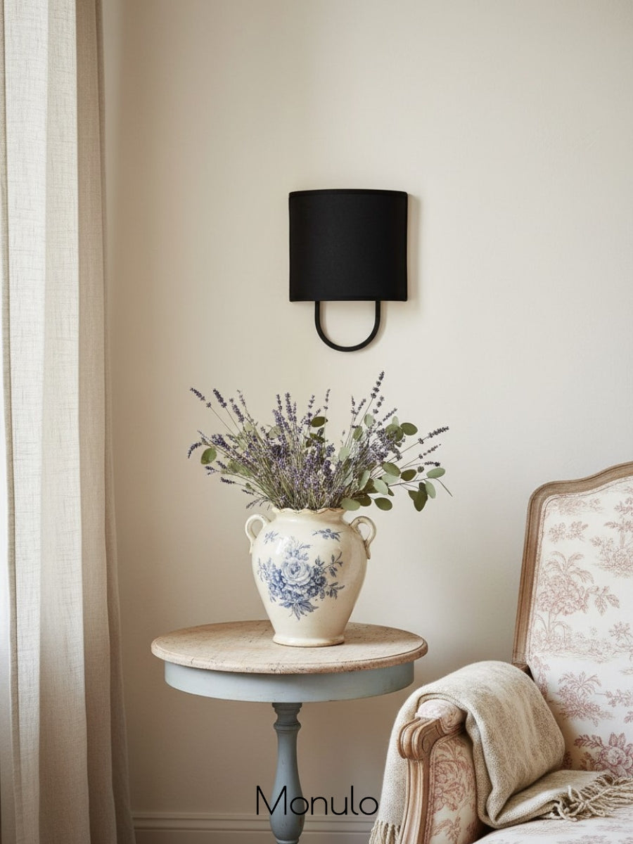 Nolvara Stoffschirm Wandleuchte - Moderne Schlafzimmer Wandleuchte für gemütliche Beleuchtung | Esilora