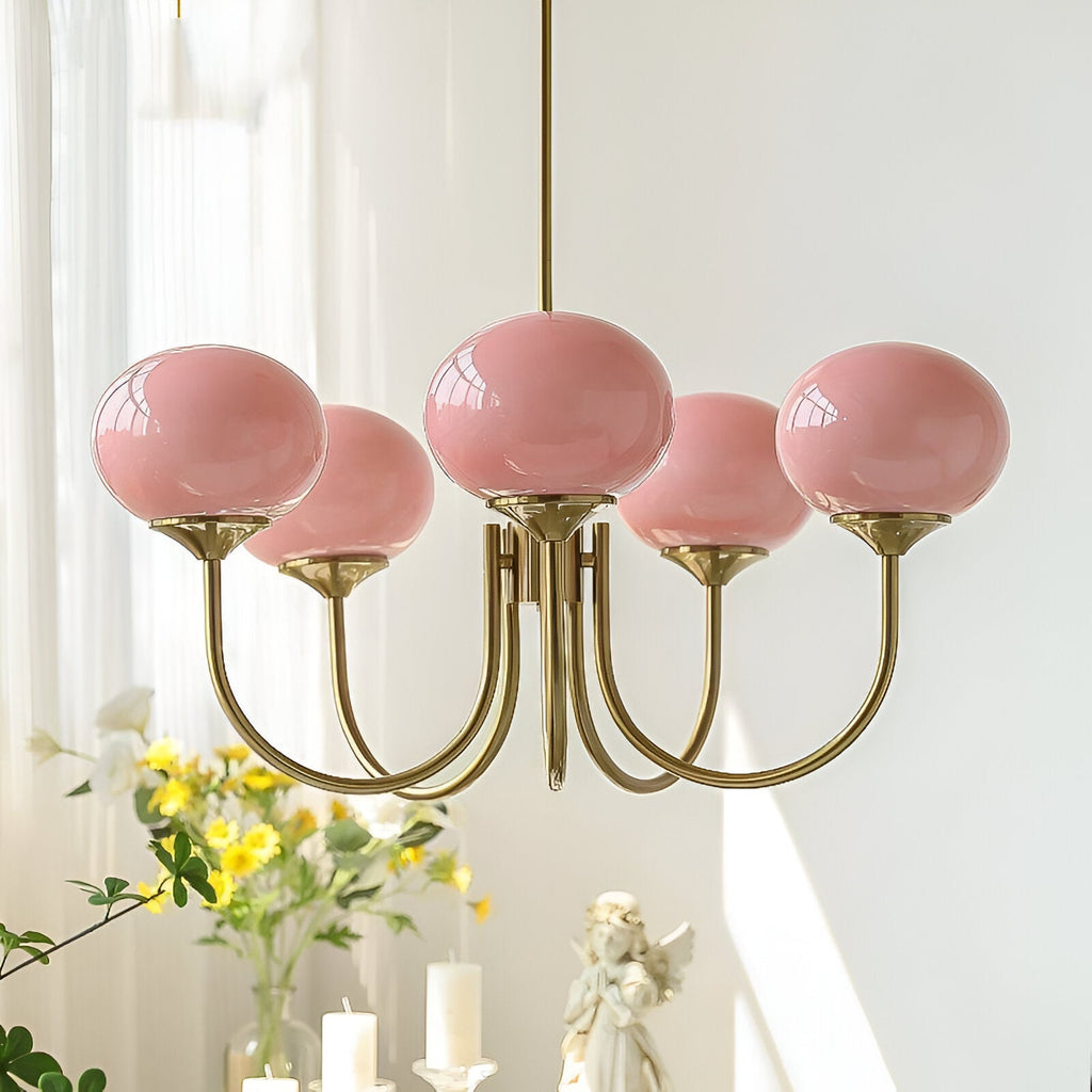 Javina Glass Cluster Chandelier - Iron Rounded Globe Modern Fixture for Dining Room and Living Rooms | Esilora