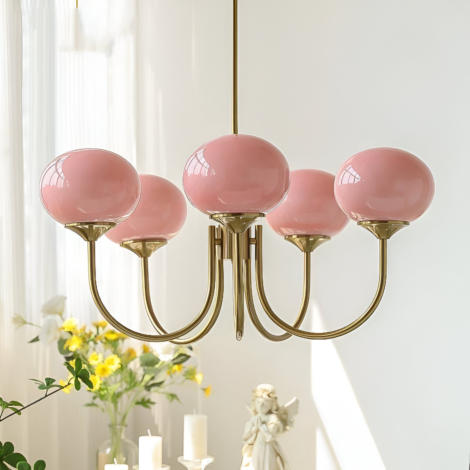 Javina Glass Cluster Chandelier - Iron Rounded Globe Modern Fixture for Dining Room and Living Rooms | Esilora
