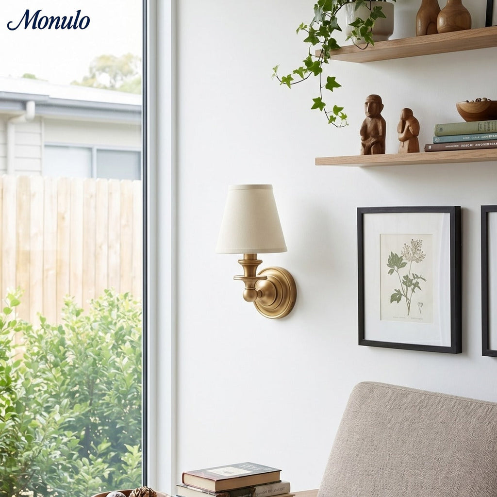 Rowan Drum Shade Wall Sconce – Fabric Sconce Light for Cozy Cottage Lighting | Esilora