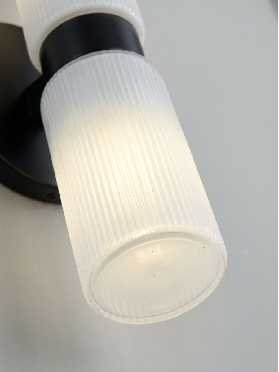 Rivora Ribbed Glass Tube Double Wall Lamp – Contemporary Wall Lighting for Entryway | Esilora