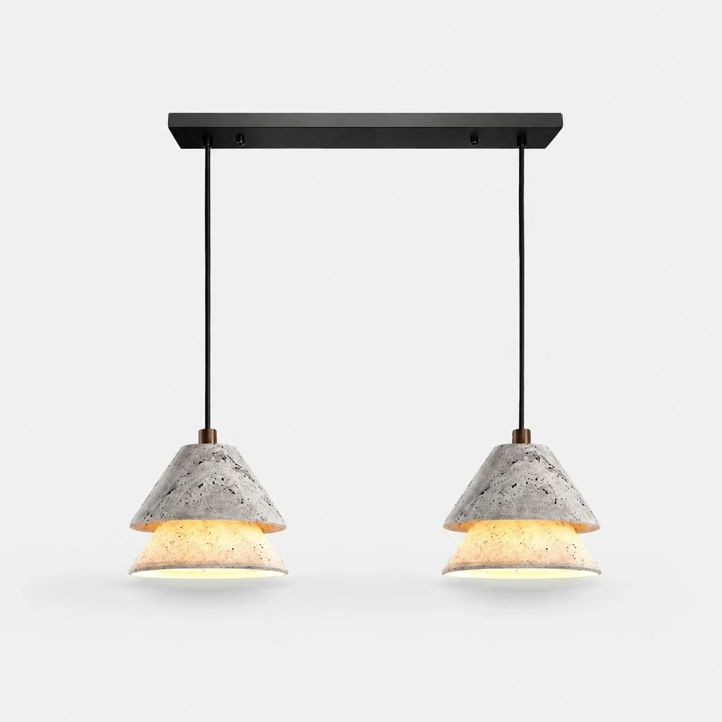Grey Stone Pendant Light with Paper Diffuser | Esilora