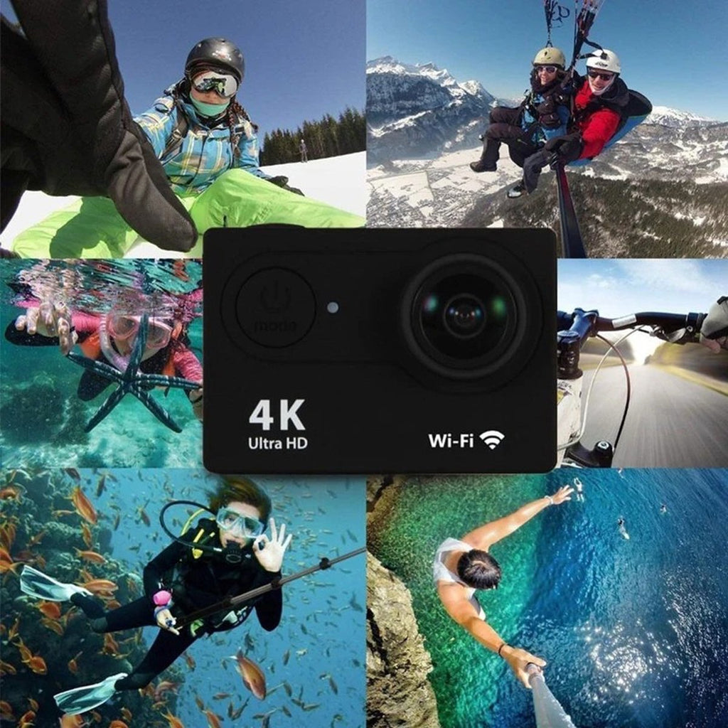 4K-actionkamera — 20MP-fotos, 60FPS-video, vandtæt ned til 30 m