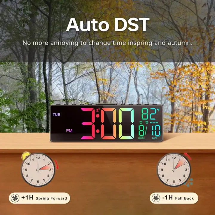 Oversized RGB Digital Wall Clock - Esilora