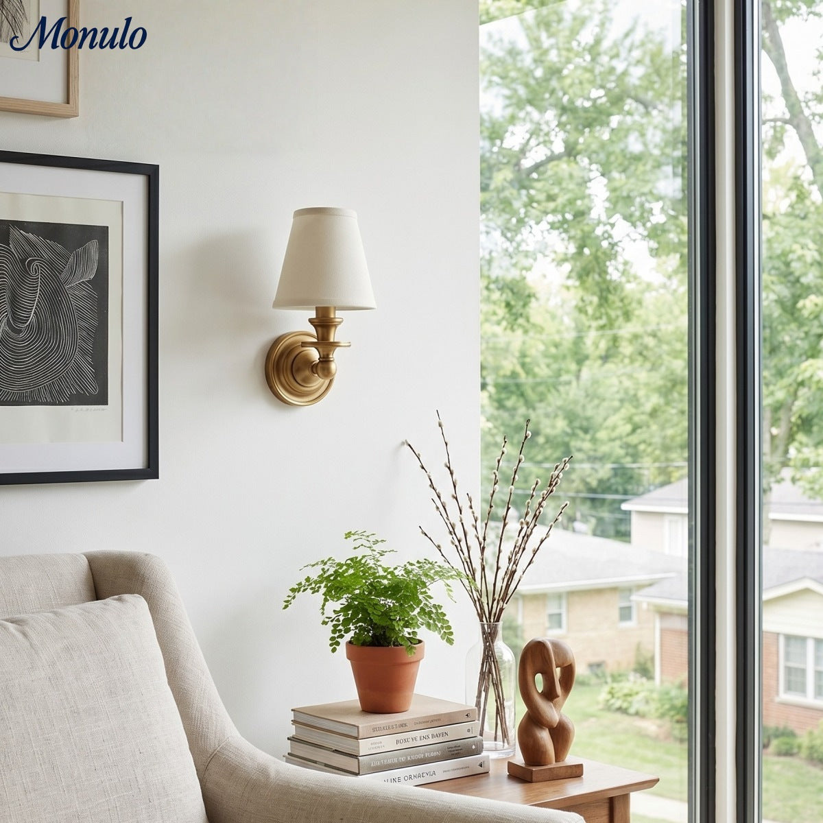 Rowan Drum Shade Wall Sconce – Fabric Sconce Light for Cozy Cottage Lighting | Esilora