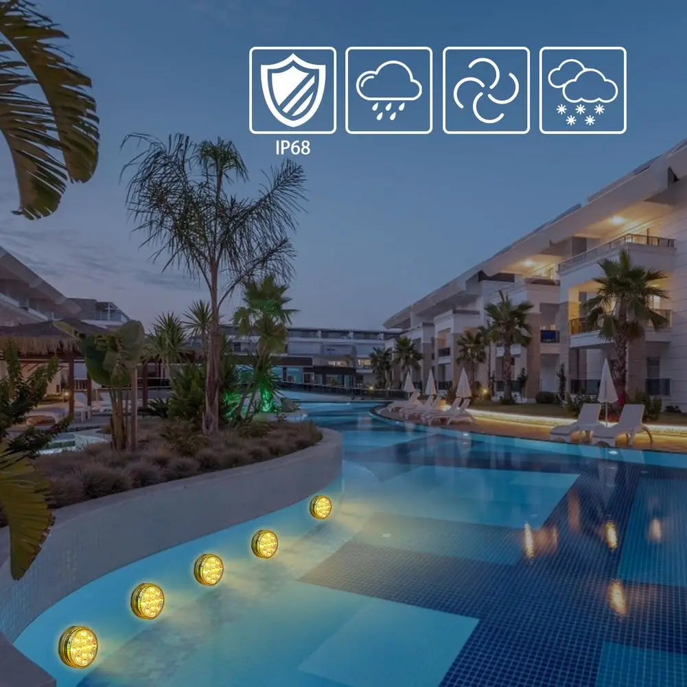 AquaGlow Colorful Rechargeable Waterproof LED Lights for Ponds & Pools