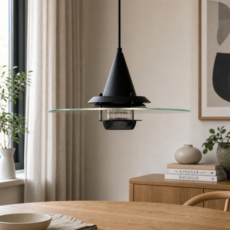 Kallera UFO Pendant Light - Metal and Glass Vintage Modern Hanging Lamp for Dining Room | Esilora