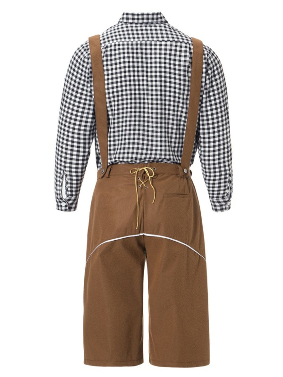 AlpenKraft lederhosen-kostumesæt — ternet skjorte medfølger