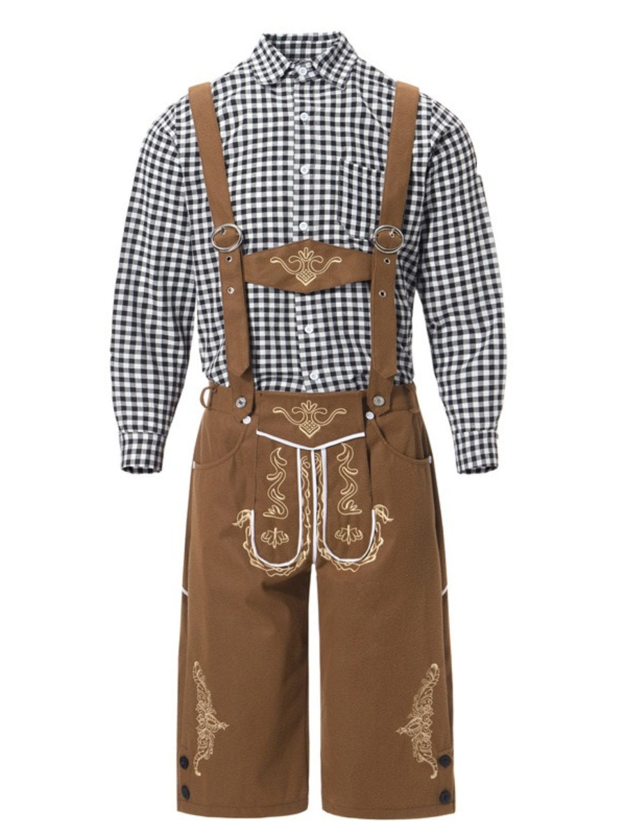 AlpenKraft lederhosen-kostumesæt — ternet skjorte medfølger