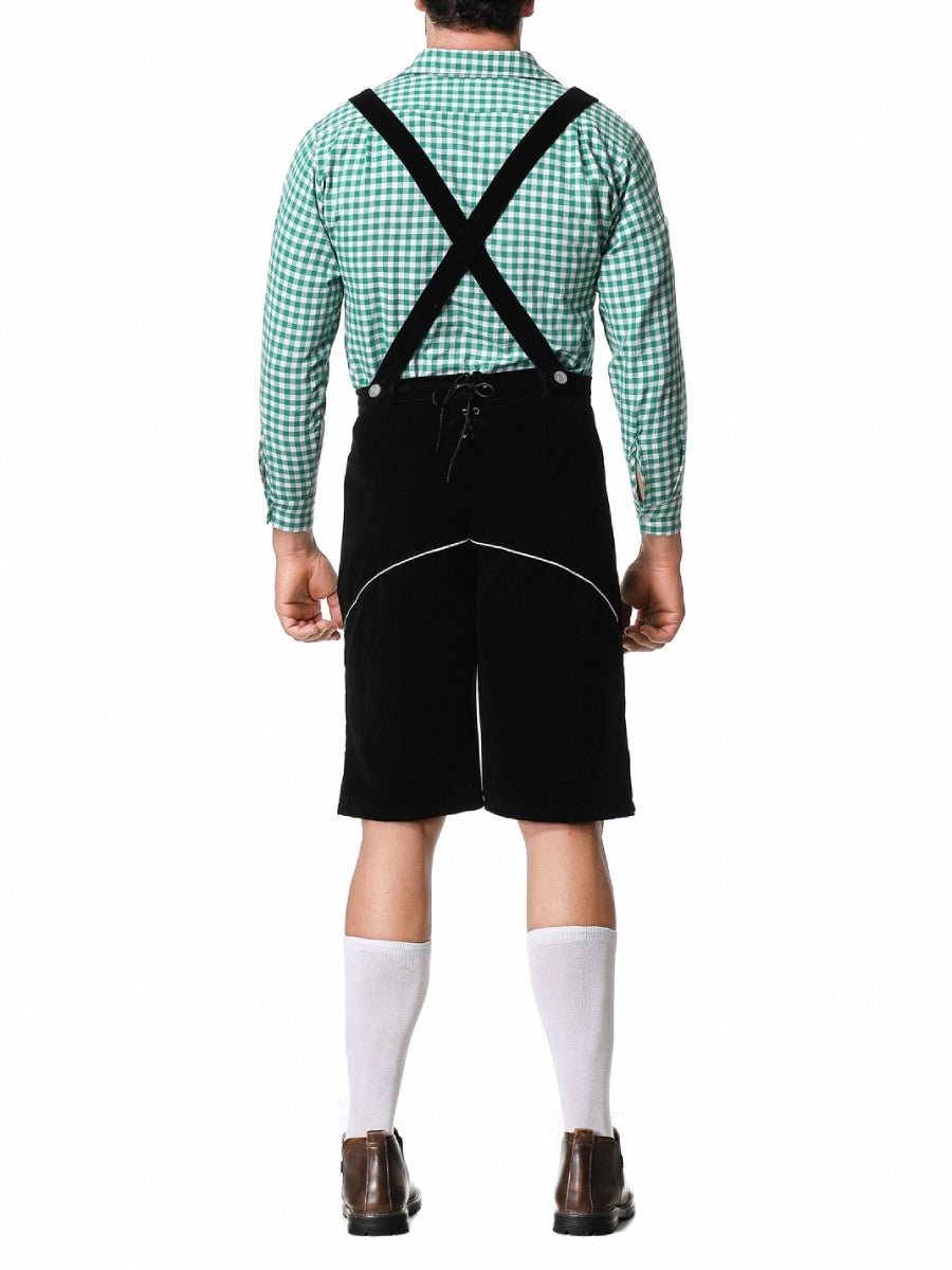 AlpenKraft lederhosen-kostumesæt — ternet skjorte medfølger